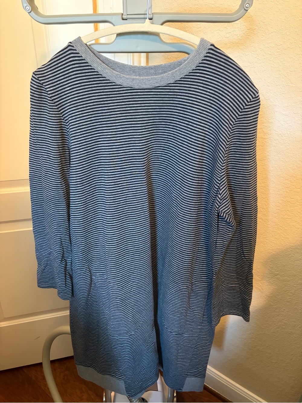 J. Jill Navy and White Striped Crewneck Dress